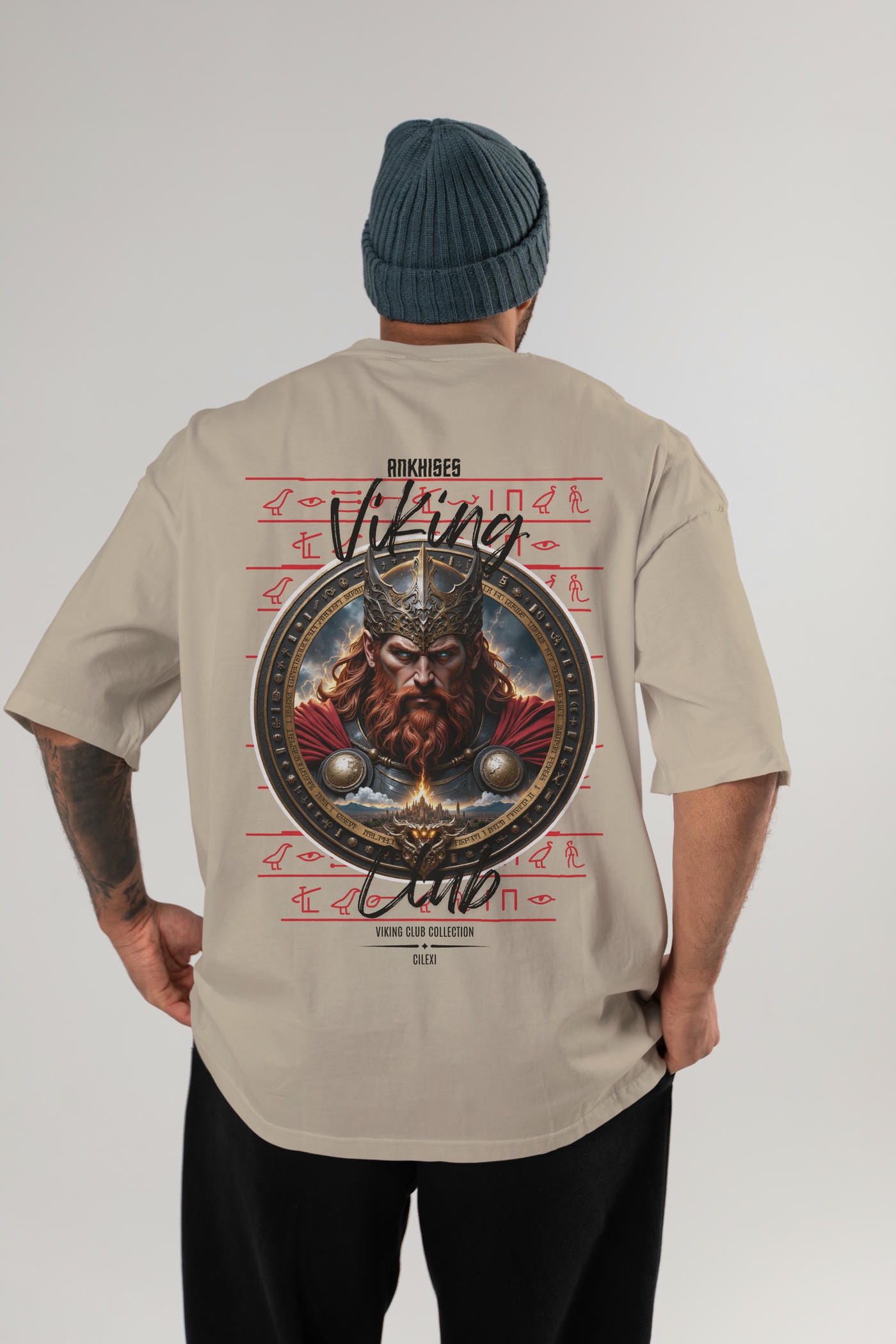 Thor 2 Arka Baskılı Oversize t-shirt Erkek Kadın %100 Pamuk Bisiklet Yaka tişort