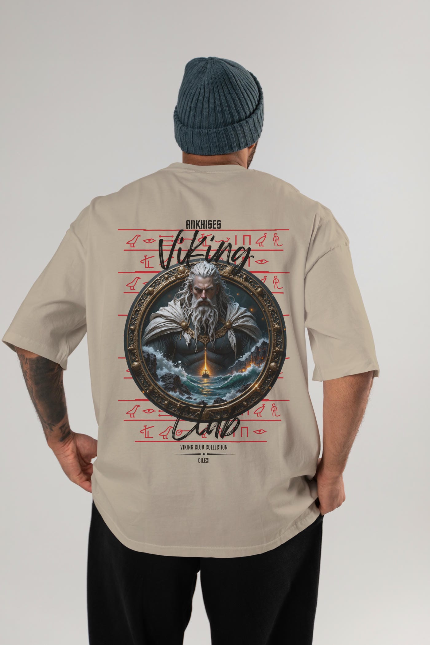 Viking Mitolojisi Serisi 13 Arka Baskılı Oversize t-shirt Erkek Kadın %100 Pamuk Bisiklet Yaka tişort