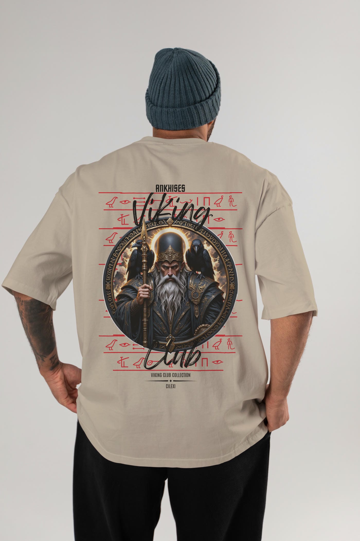 Odin 1 Arka Baskılı Oversize t-shirt Erkek Kadın %100 Pamuk Bisiklet Yaka tişort