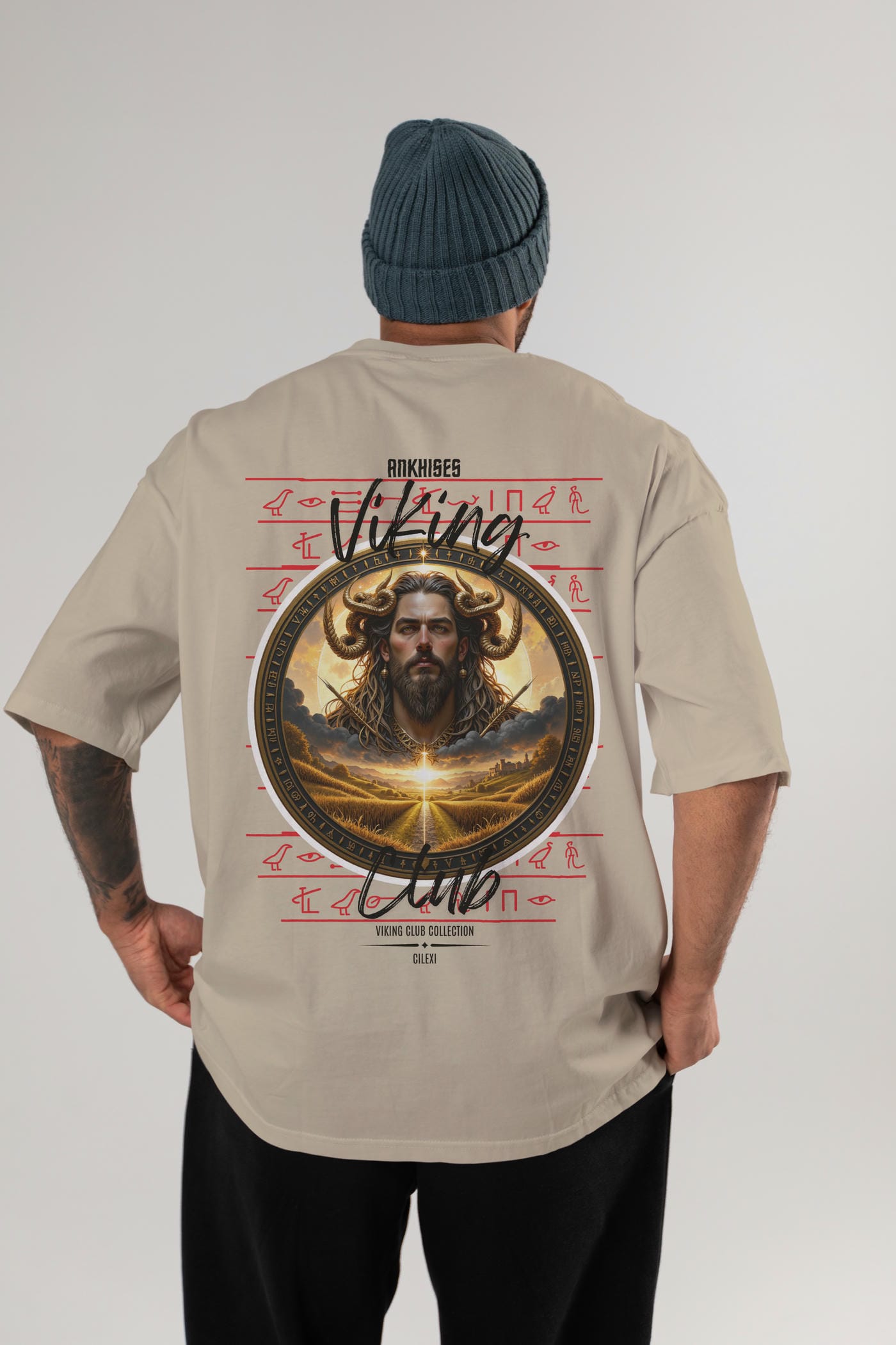Viking Mitolojisi Serisi 3 Arka Baskılı Oversize t-shirt Erkek Kadın %100 Pamuk Bisiklet Yaka tişort