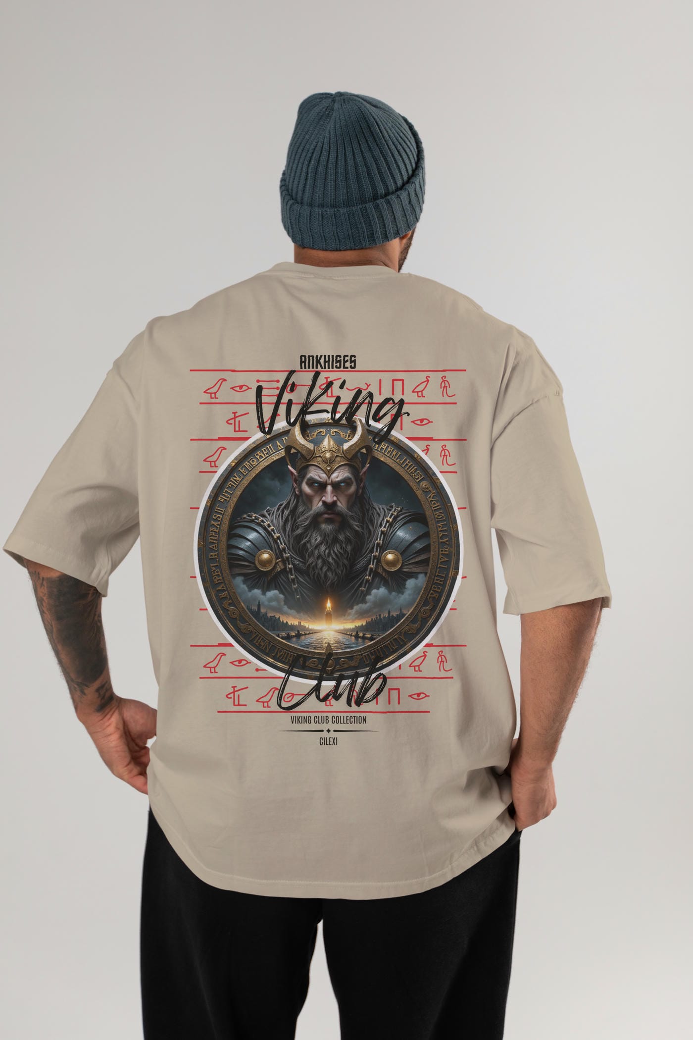 Viking Mitolojisi Serisi 7 Arka Baskılı Oversize t-shirt Erkek Kadın %100 Pamuk Bisiklet Yaka tişort
