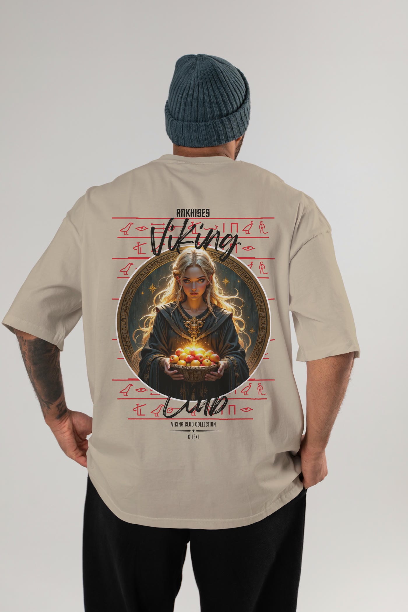 Viking Mitolojisi Serisi 16 Arka Baskılı Oversize t-shirt Erkek Kadın %100 Pamuk Bisiklet Yaka tişort