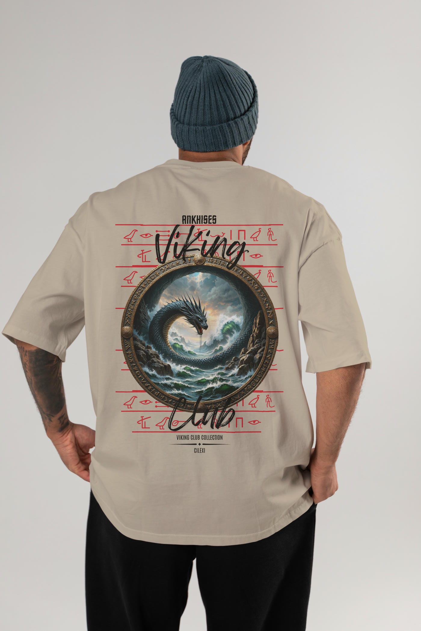 Viking Mitolojisi Serisi 26 Arka Baskılı Oversize t-shirt Erkek Kadın %100 Pamuk Bisiklet Yaka tişort