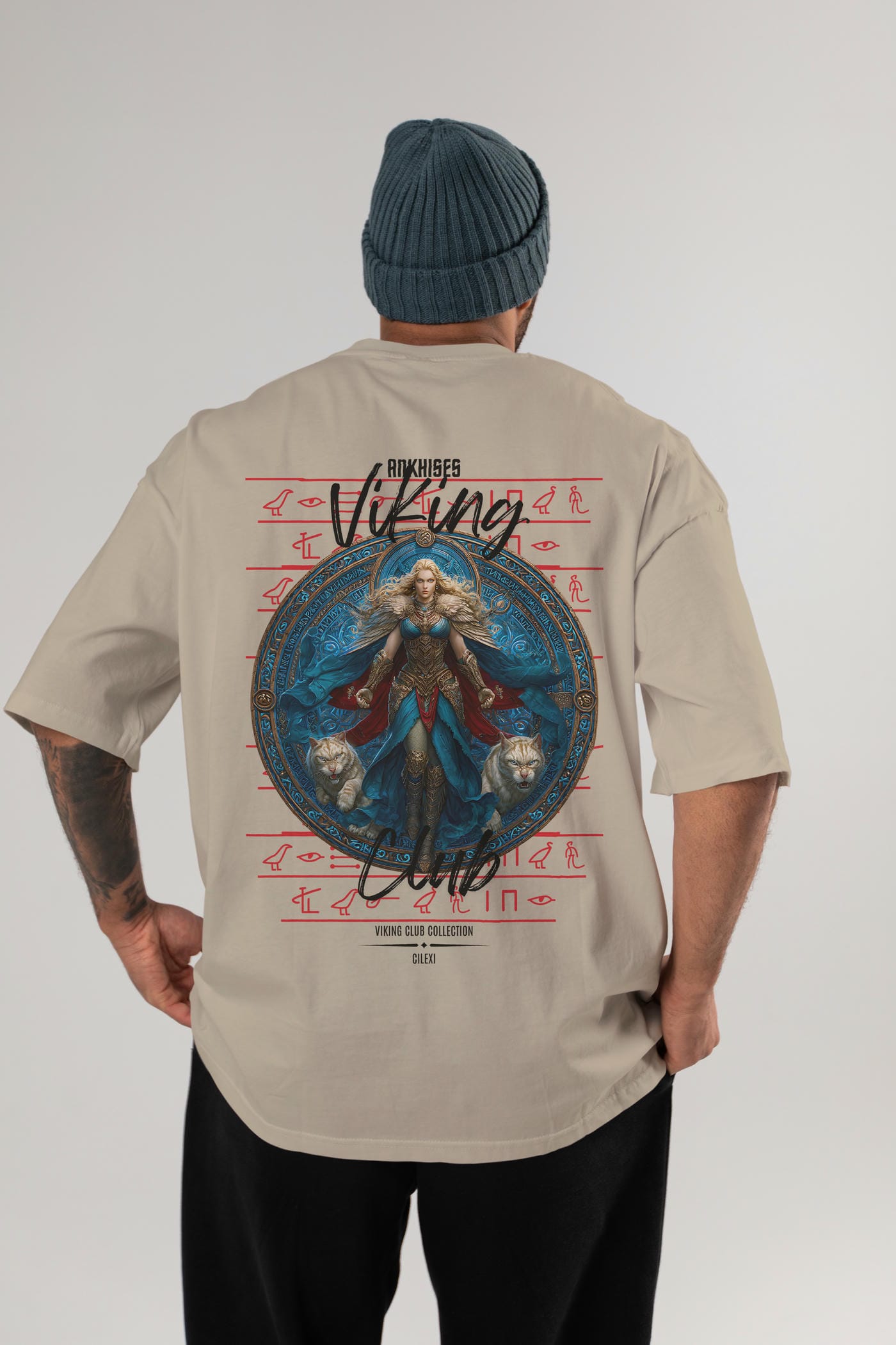 Freyja Baskılı Oversize t-shirt Erkek Kadın %100 Pamuk Bisiklet Yaka tişort