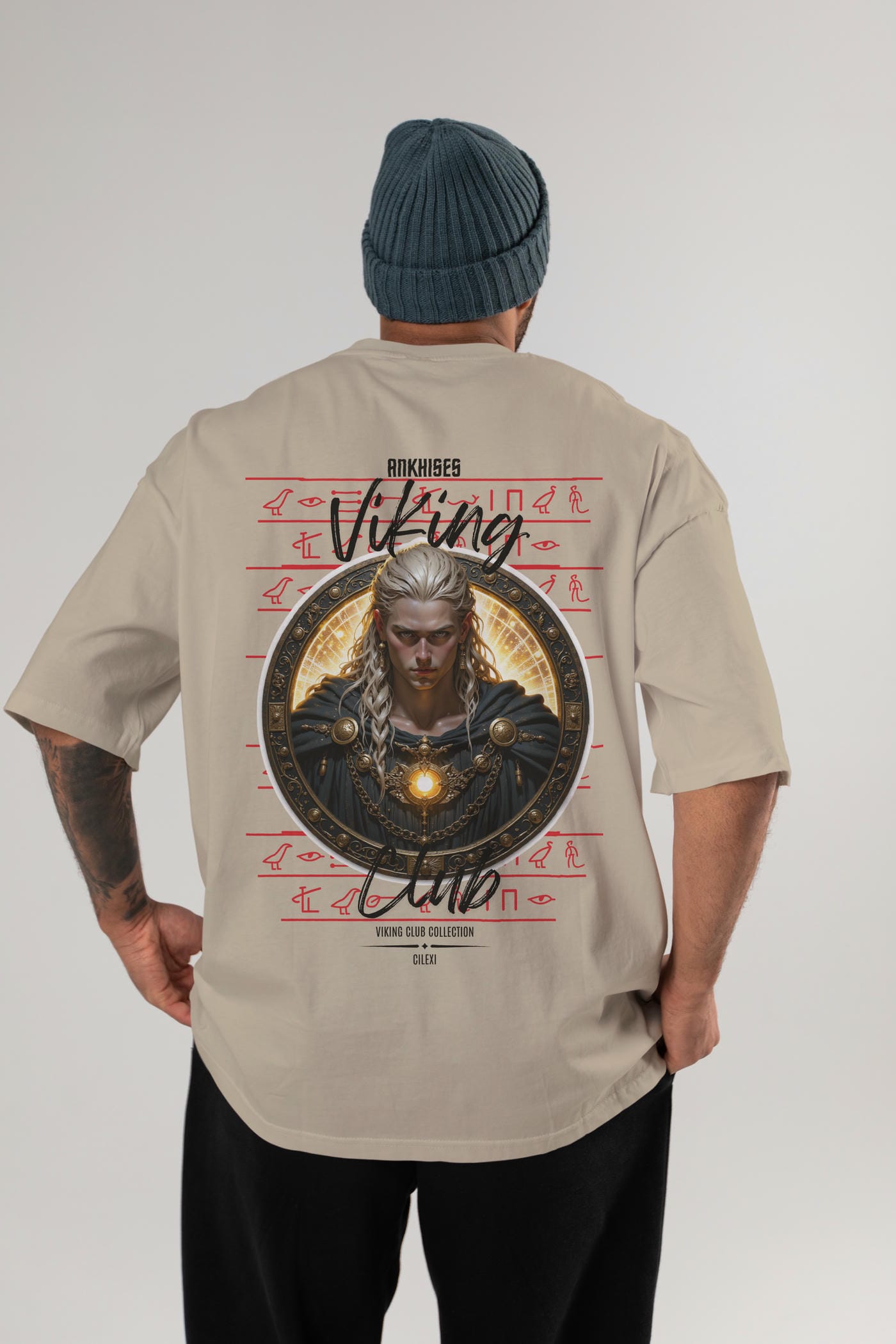 Viking Mitolojisi Serisi 14 Arka Baskılı Oversize t-shirt Erkek Kadın %100 Pamuk Bisiklet Yaka tişort