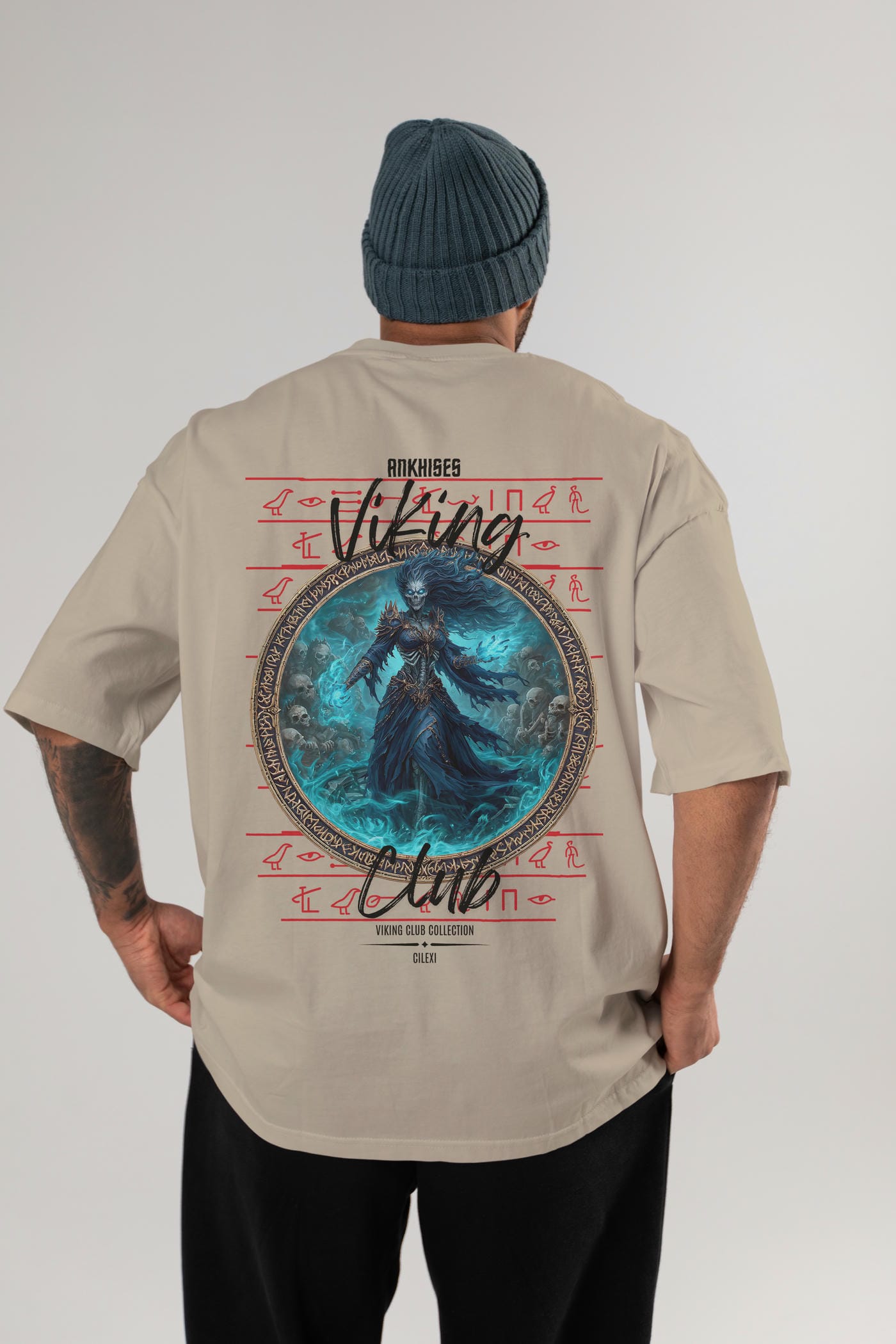 Hel Baskılı Oversize t-shirt Erkek Kadın %100 Pamuk Bisiklet Yaka tişort