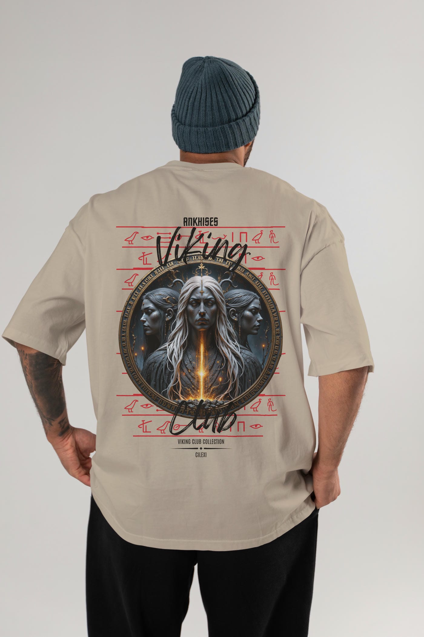 Viking Mitolojisi Serisi 24 Arka Baskılı Oversize t-shirt Erkek Kadın %100 Pamuk Bisiklet Yaka tişort