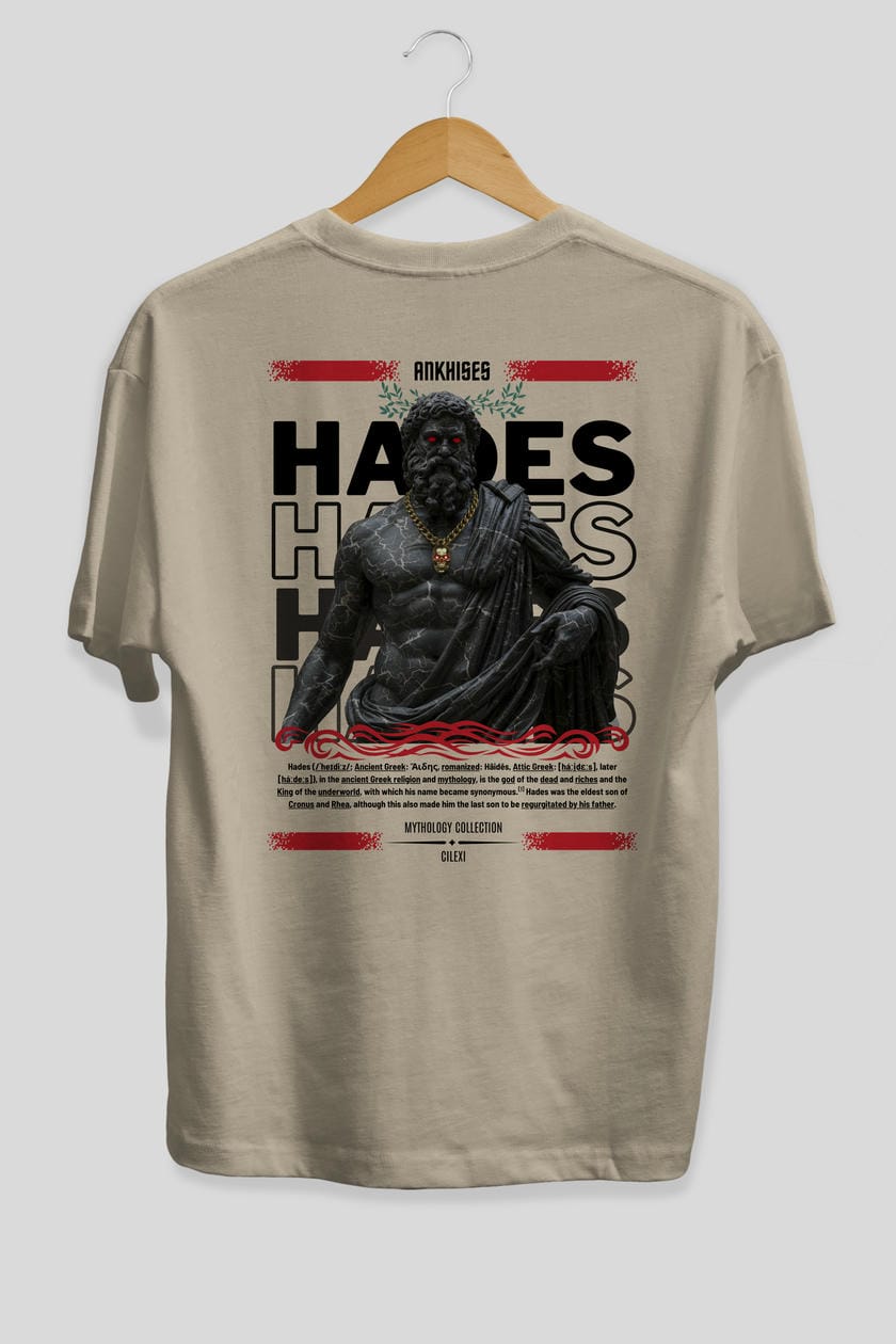 Hades 1 Arka Baskılı Oversize t-shirt Erkek Kadın %100 Pamuk Bisiklet Yaka tişort