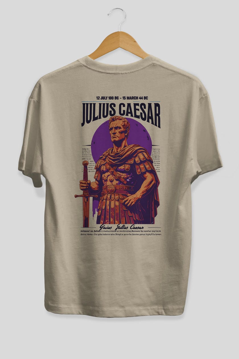 Julius Caesar Arka Baskılı Oversize t-shirt Erkek Kadın %100 Pamuk Bisiklet Yaka tişort