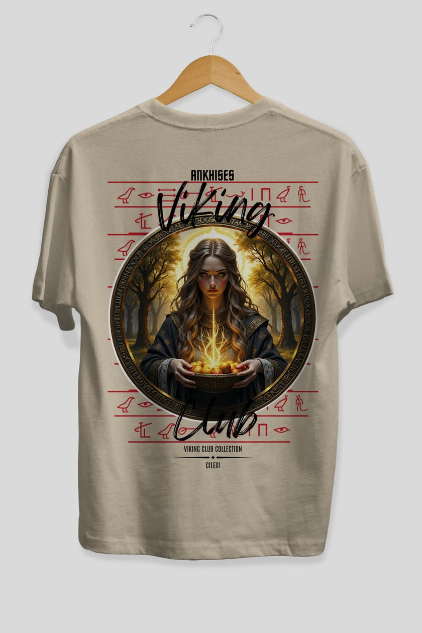 Viking Mitolojisi Serisi 17 Arka Baskılı Oversize t-shirt Erkek Kadın %100 Pamuk Bisiklet Yaka tişort