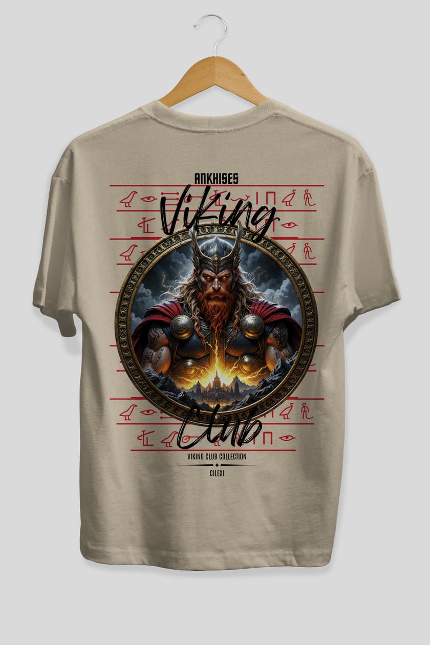 Thor 1 Arka Baskılı Oversize t-shirt Erkek Kadın %100 Pamuk Bisiklet Yaka tişort