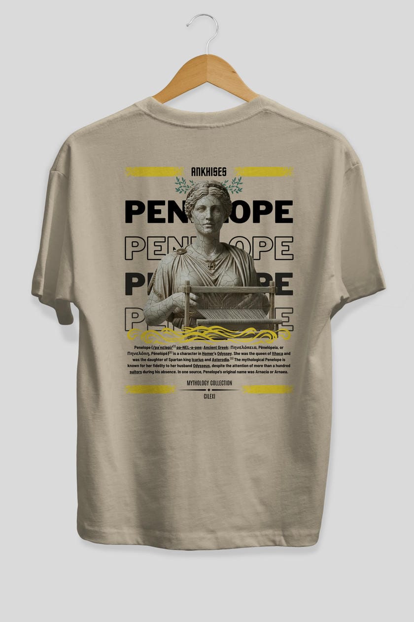 Penelope 2 Arka Baskılı Oversize t-shirt Erkek Kadın %100 Pamuk Bisiklet Yaka tişort