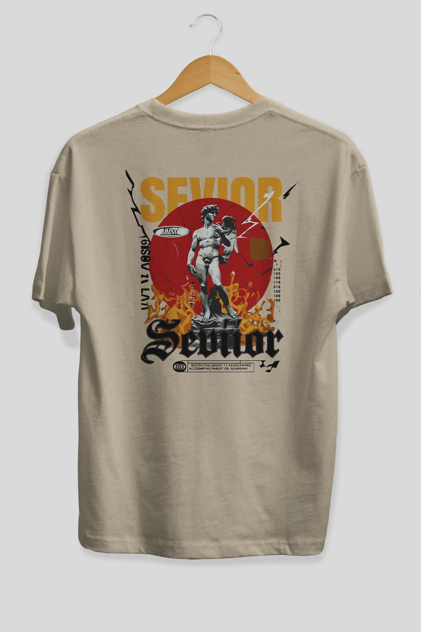 Sevior Arka Baskılı Oversize t-shirt Erkek Kadın %100 Pamuk Bisiklet Yaka tişort