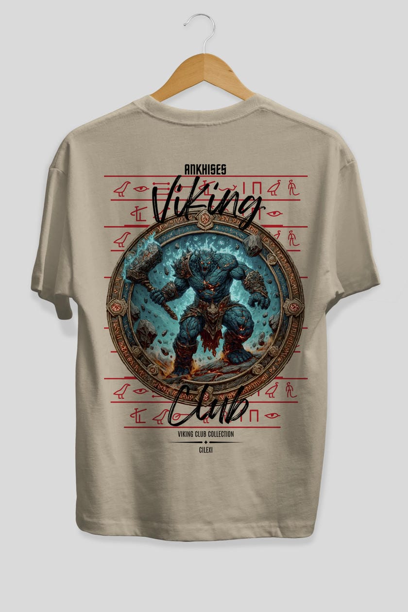 Hrungnir Baskılı Oversize t-shirt Erkek Kadın %100 Pamuk Bisiklet Yaka tişort