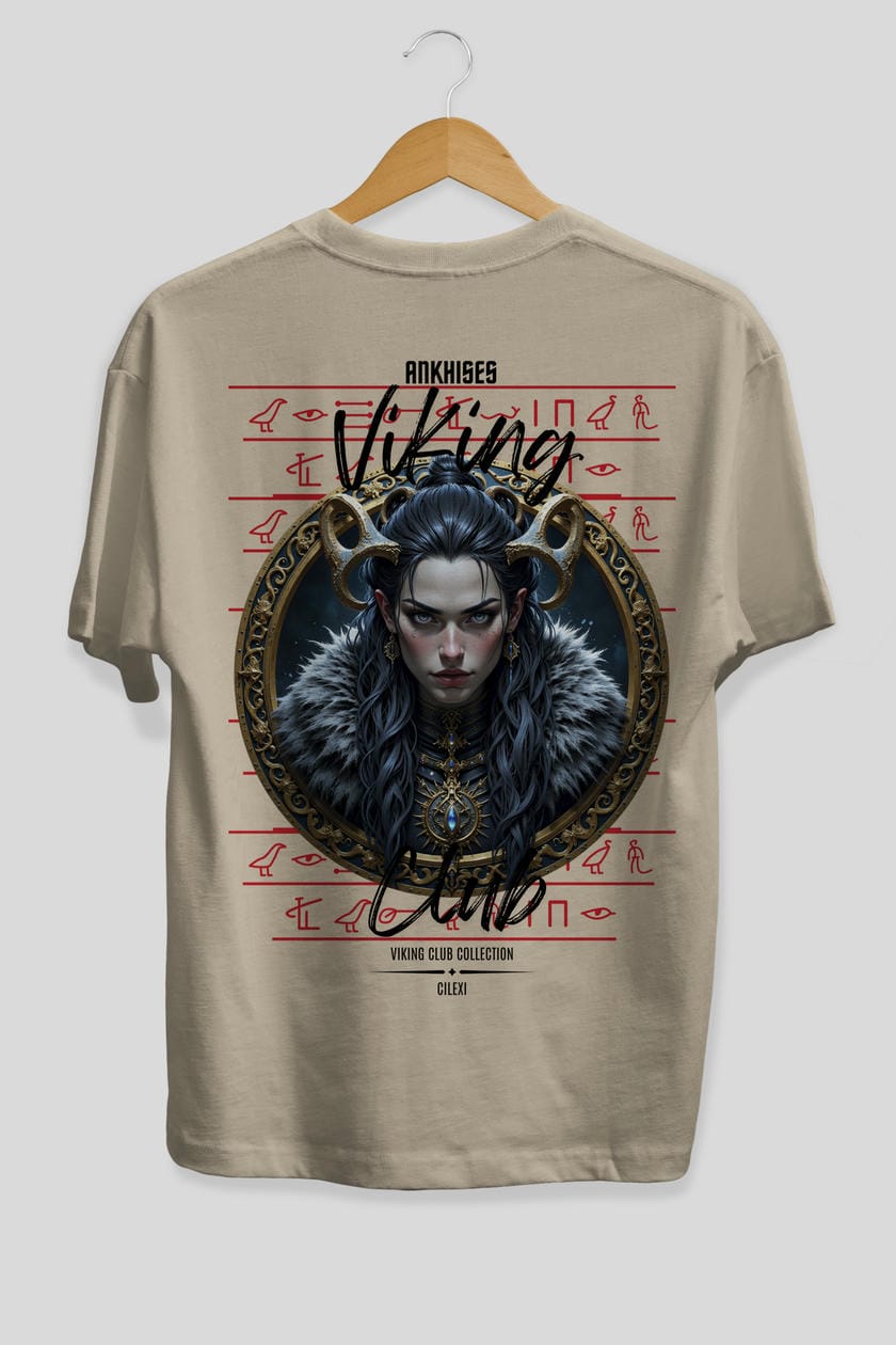 Viking Mitolojisi Serisi 18 Arka Baskılı Oversize t-shirt Erkek Kadın %100 Pamuk Bisiklet Yaka tişort