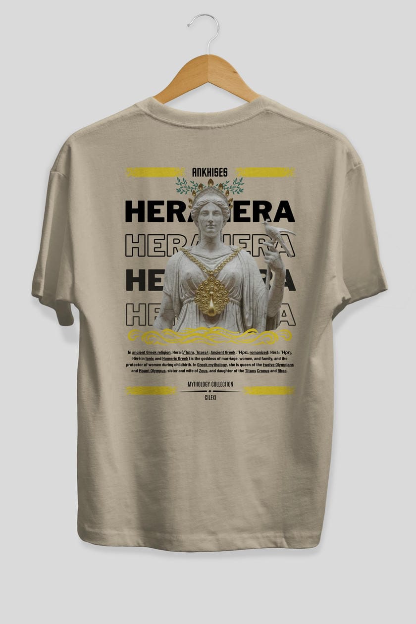 Hera 2 Arka Baskılı Oversize t-shirt Erkek Kadın %100 Pamuk Bisiklet Yaka tişort