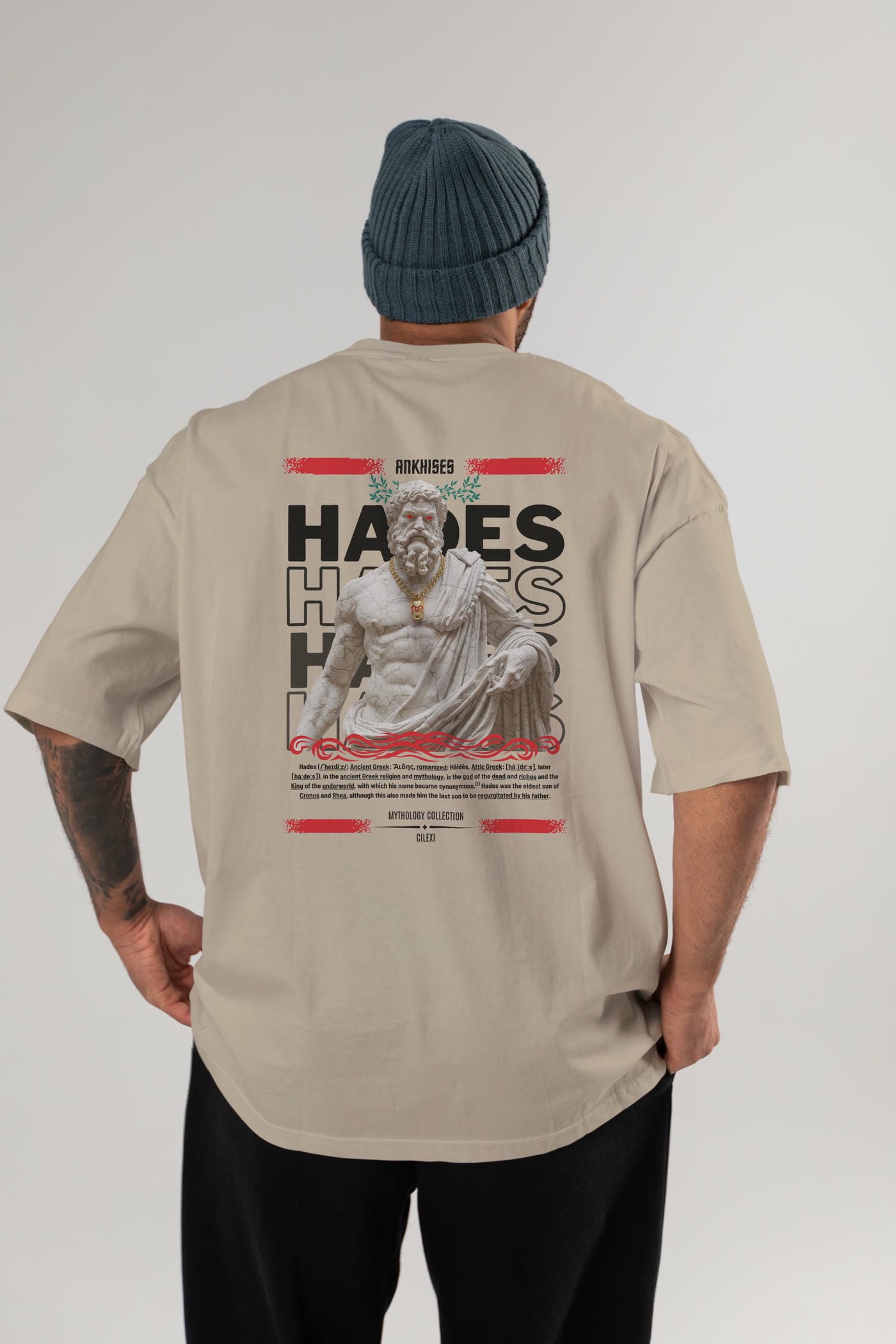Hades 2 Arka Baskılı Oversize t-shirt Erkek Kadın %100 Pamuk Bisiklet Yaka tişort