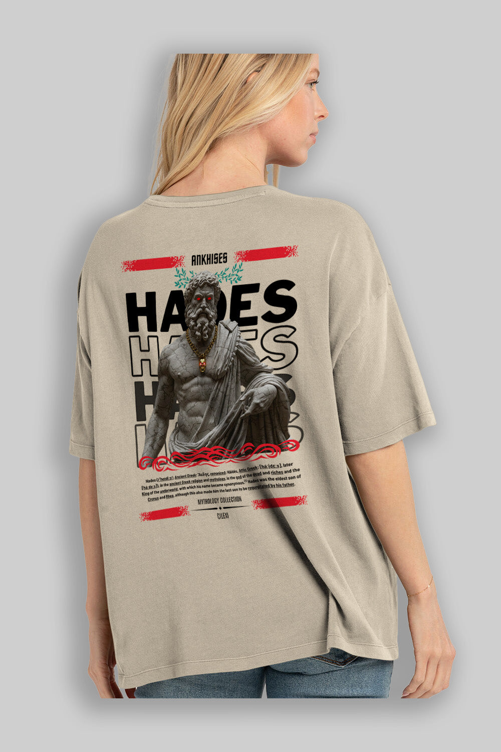 Hades 3 Arka Baskılı Oversize t-shirt Erkek Kadın %100 Pamuk Bisiklet Yaka tişort