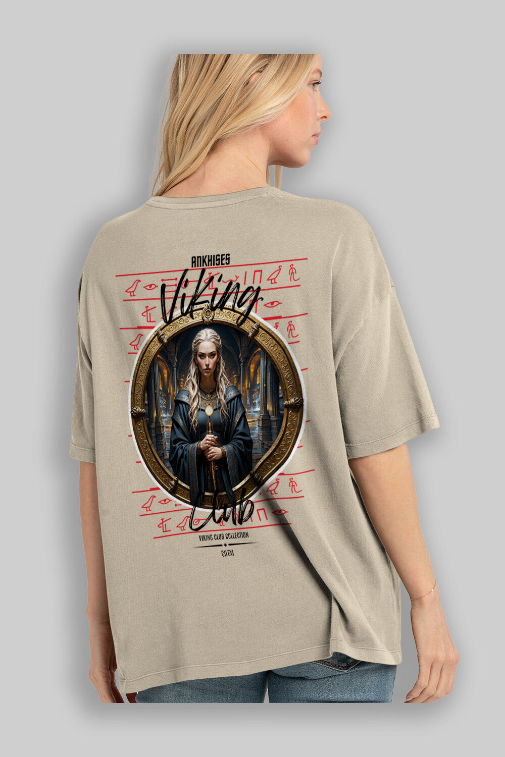 Viking Mitolojisi Serisi 5 Arka Baskılı Oversize t-shirt Erkek Kadın %100 Pamuk Bisiklet Yaka tişort