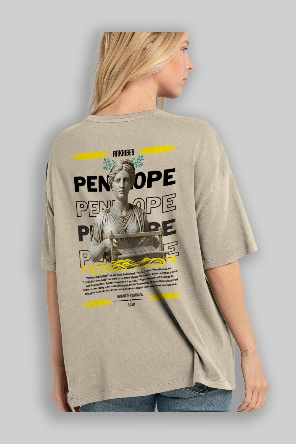 Penelope 2 Arka Baskılı Oversize t-shirt Erkek Kadın %100 Pamuk Bisiklet Yaka tişort