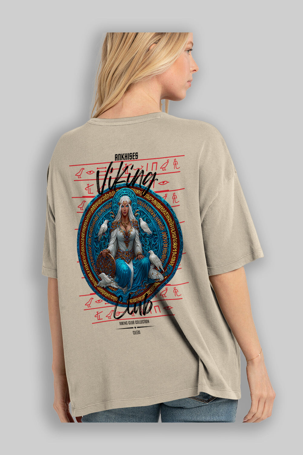 Frigg Baskılı Oversize t-shirt Erkek Kadın %100 Pamuk Bisiklet Yaka tişort