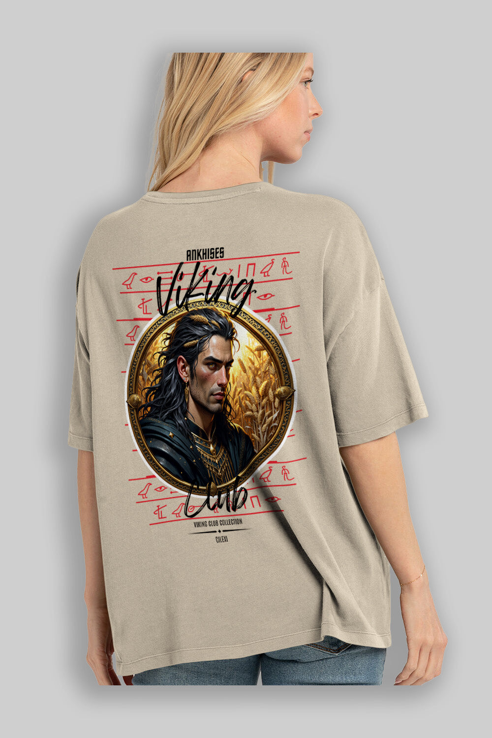 Viking Mitolojisi Serisi 2 Arka Baskılı Oversize t-shirt Erkek Kadın %100 Pamuk Bisiklet Yaka tişort