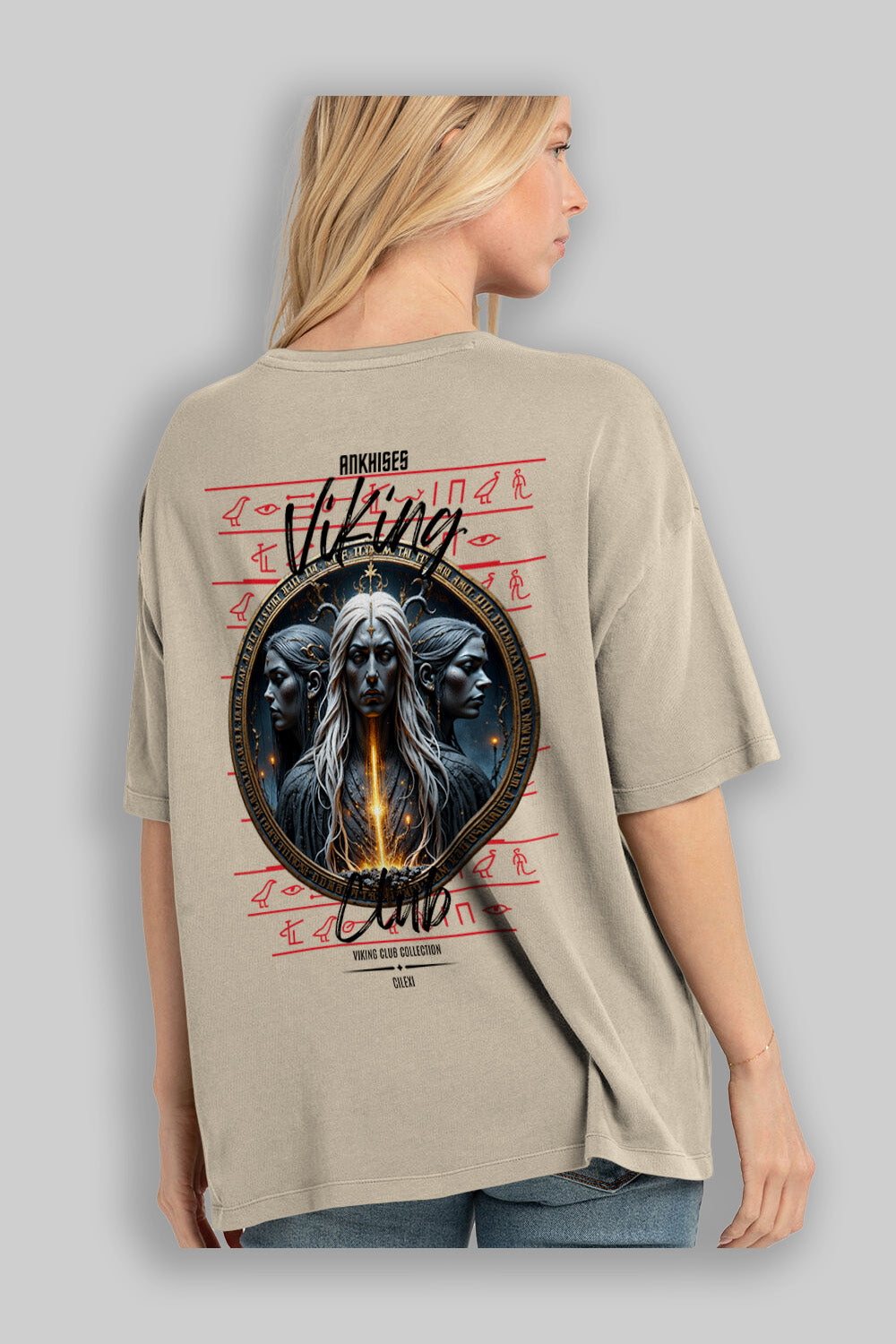 Viking Mitolojisi Serisi 24 Arka Baskılı Oversize t-shirt Erkek Kadın %100 Pamuk Bisiklet Yaka tişort