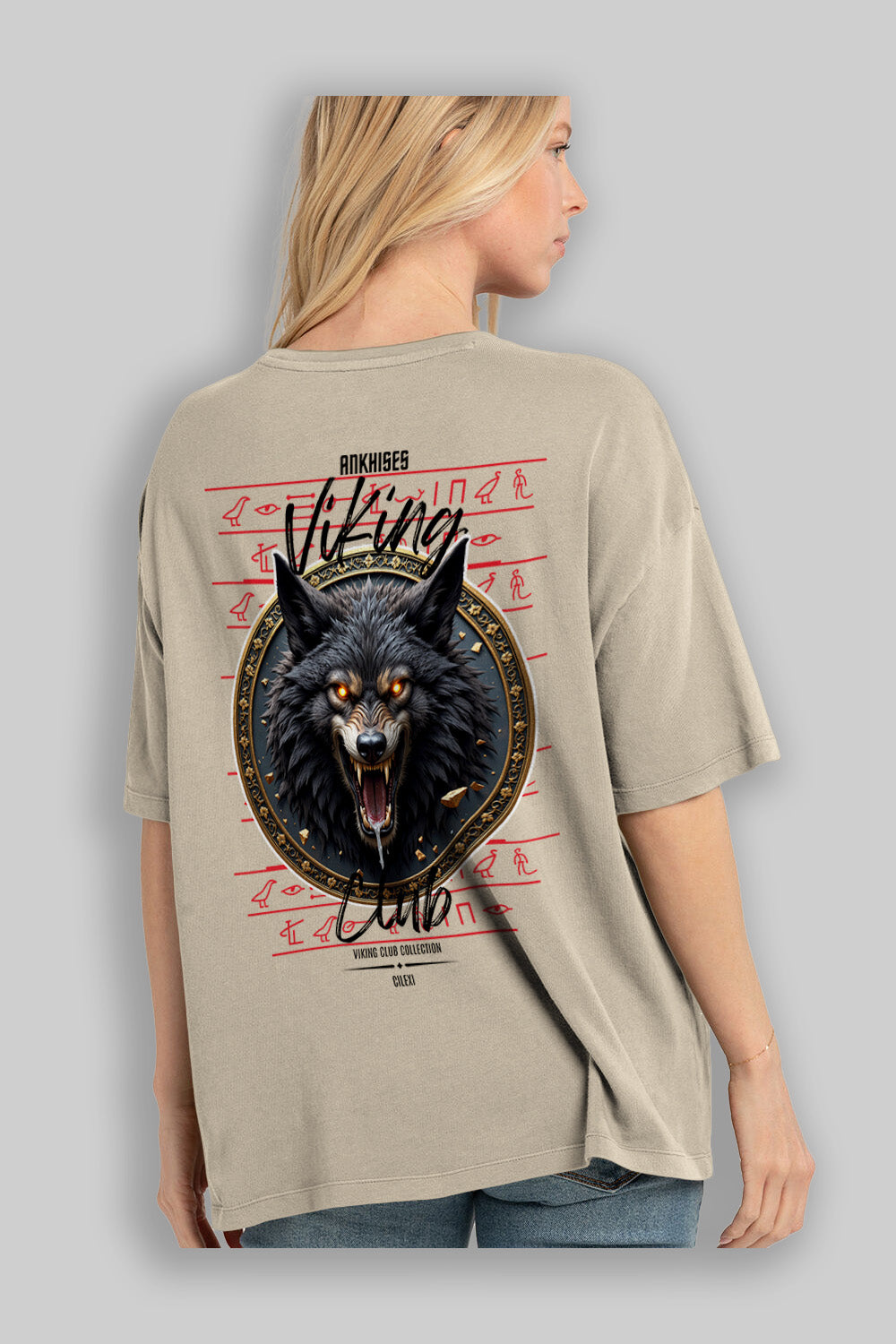 Viking Mitolojisi Serisi 27 Arka Baskılı Oversize t-shirt Erkek Kadın %100 Pamuk Bisiklet Yaka tişort