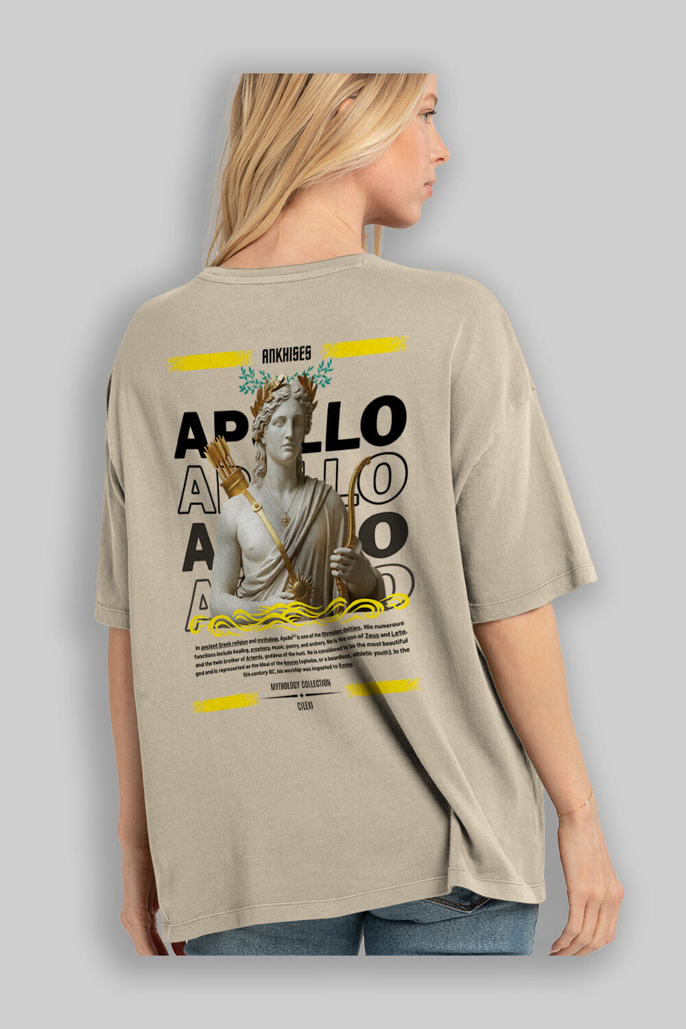 Apollo 2 Arka Baskılı Oversize t-shirt Erkek Kadın %100 Pamuk Bisiklet Yaka tişort