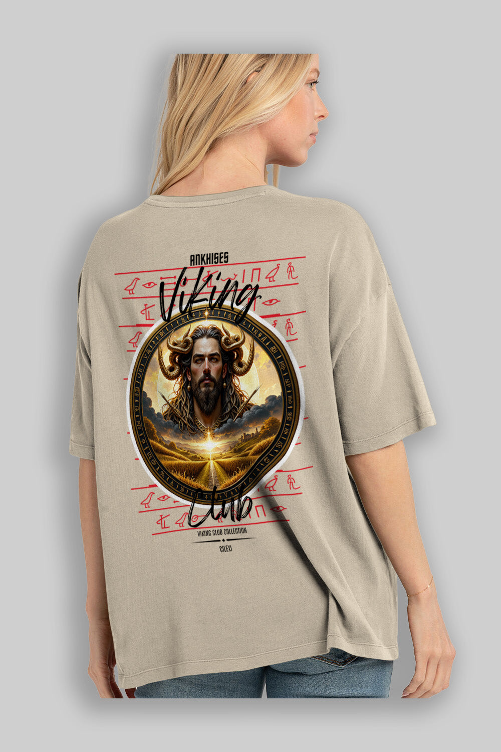 Viking Mitolojisi Serisi 3 Arka Baskılı Oversize t-shirt Erkek Kadın %100 Pamuk Bisiklet Yaka tişort