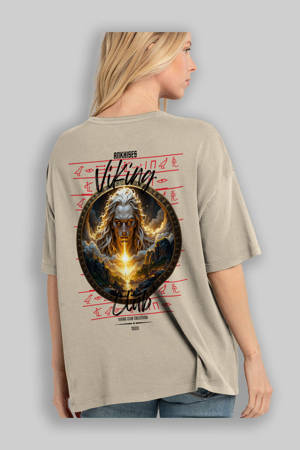 Viking Mitolojisi Serisi 15 Arka Baskılı Oversize t-shirt Erkek Kadın %100 Pamuk Bisiklet Yaka tişort