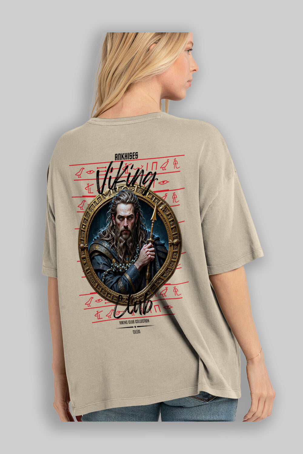 Viking Mitolojisi Serisi 12 Arka Baskılı Oversize t-shirt Erkek Kadın %100 Pamuk Bisiklet Yaka tişort