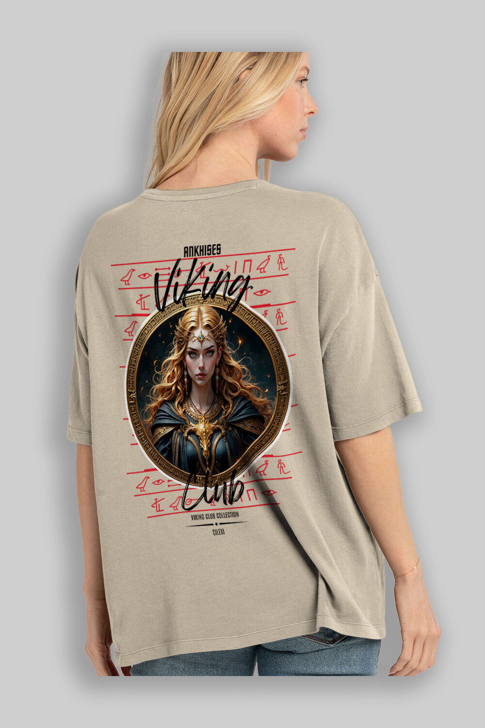 Freya Baskılı Oversize t-shirt Erkek Kadın %100 Pamuk Bisiklet Yaka tişort