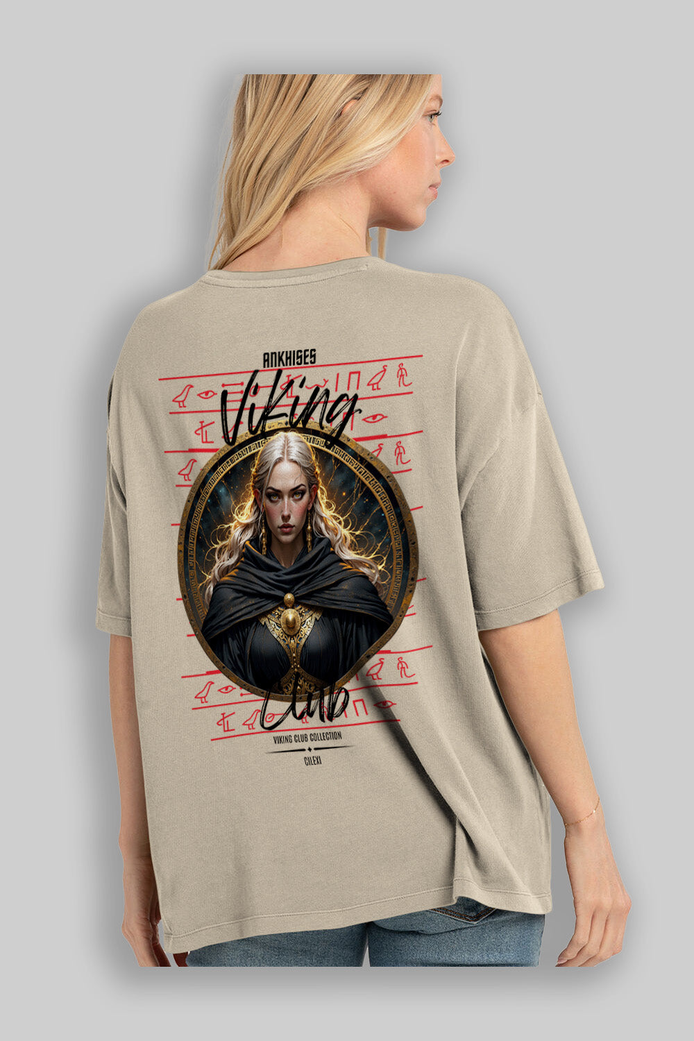 Viking Mitolojisi Serisi 4 Arka Baskılı Oversize t-shirt Erkek Kadın %100 Pamuk Bisiklet Yaka tişort
