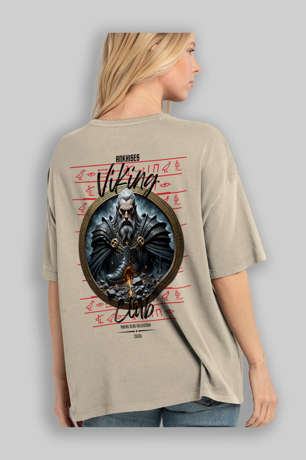 Viking Mitolojisi Serisi 22 Arka Baskılı Oversize t-shirt Erkek Kadın %100 Pamuk Bisiklet Yaka tişort