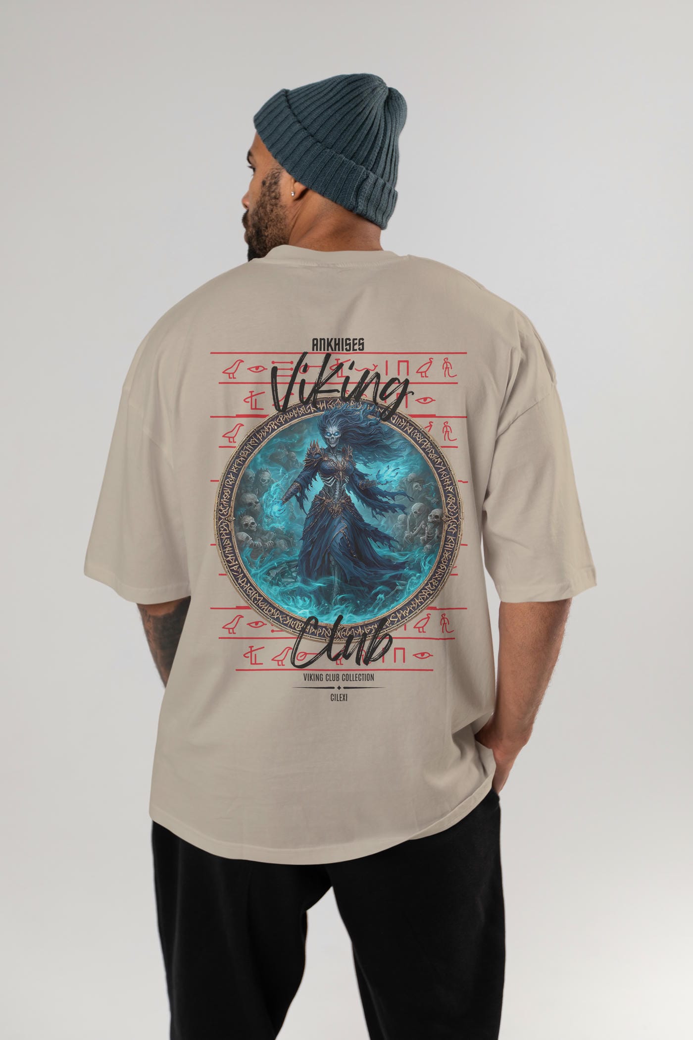 Hel Baskılı Oversize t-shirt Erkek Kadın %100 Pamuk Bisiklet Yaka tişort