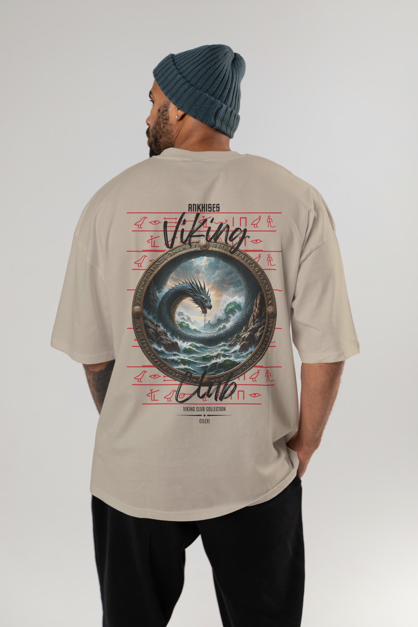 Viking Mitolojisi Serisi 26 Arka Baskılı Oversize t-shirt Erkek Kadın %100 Pamuk Bisiklet Yaka tişort