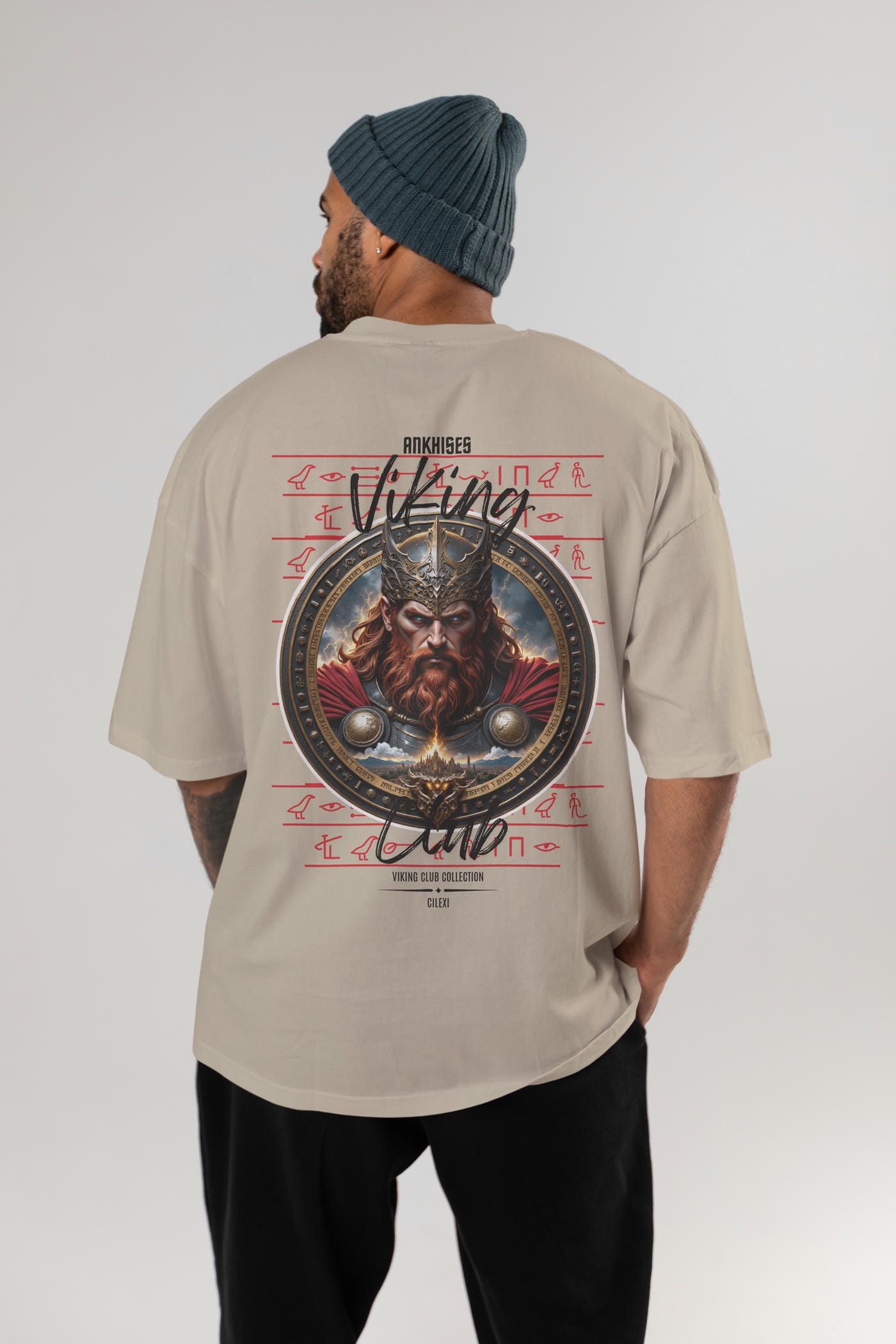 Thor 2 Arka Baskılı Oversize t-shirt Erkek Kadın %100 Pamuk Bisiklet Yaka tişort
