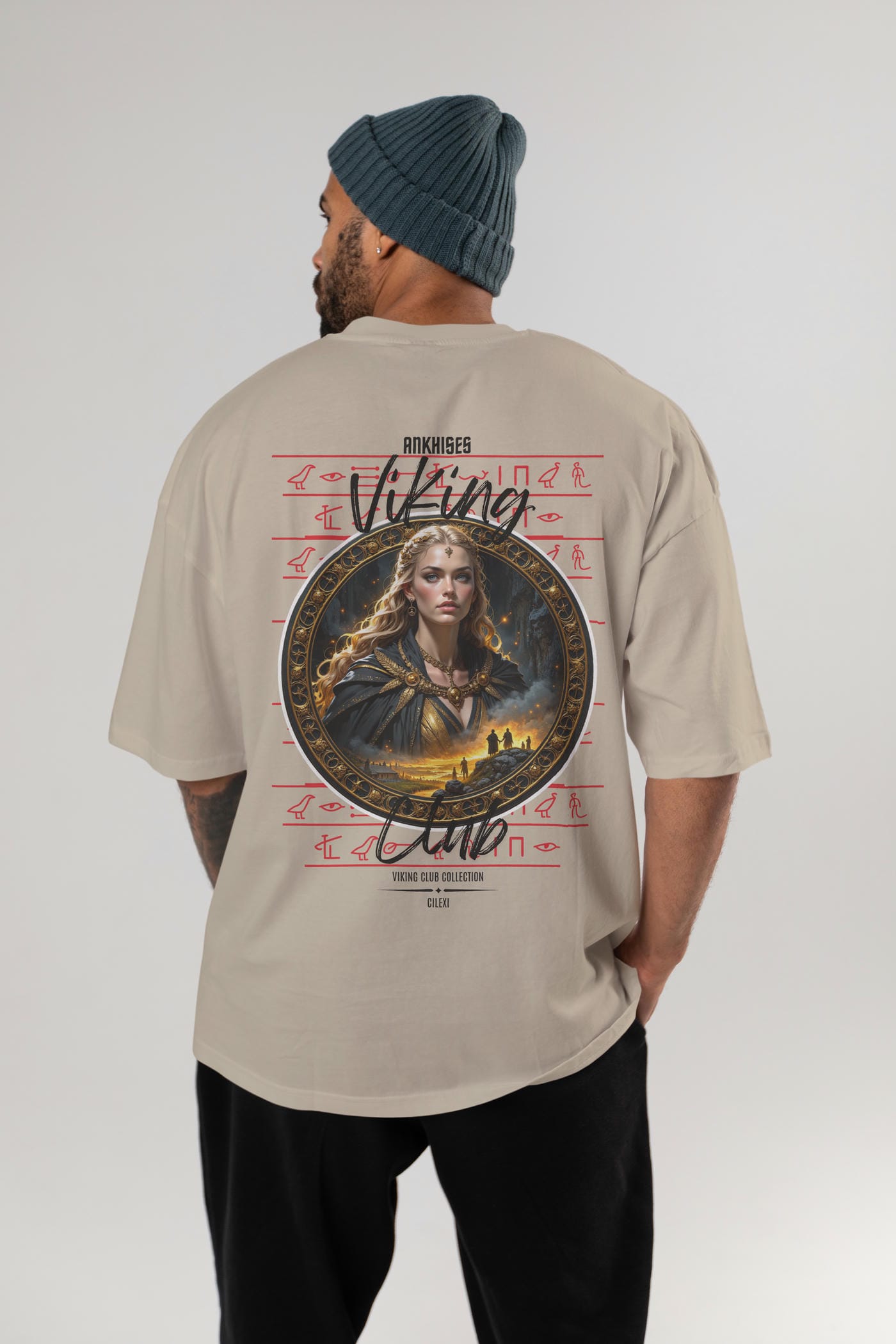 Viking Mitolojisi Serisi 1 Arka Baskılı Oversize t-shirt Erkek Kadın %100 Pamuk Bisiklet Yaka tişort