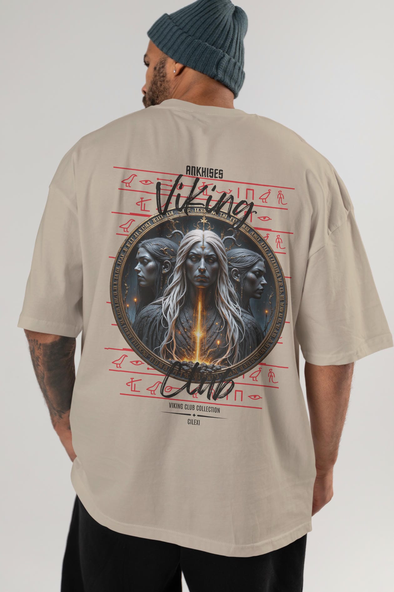 Viking Mitolojisi Serisi 24 Arka Baskılı Oversize t-shirt Erkek Kadın %100 Pamuk Bisiklet Yaka tişort