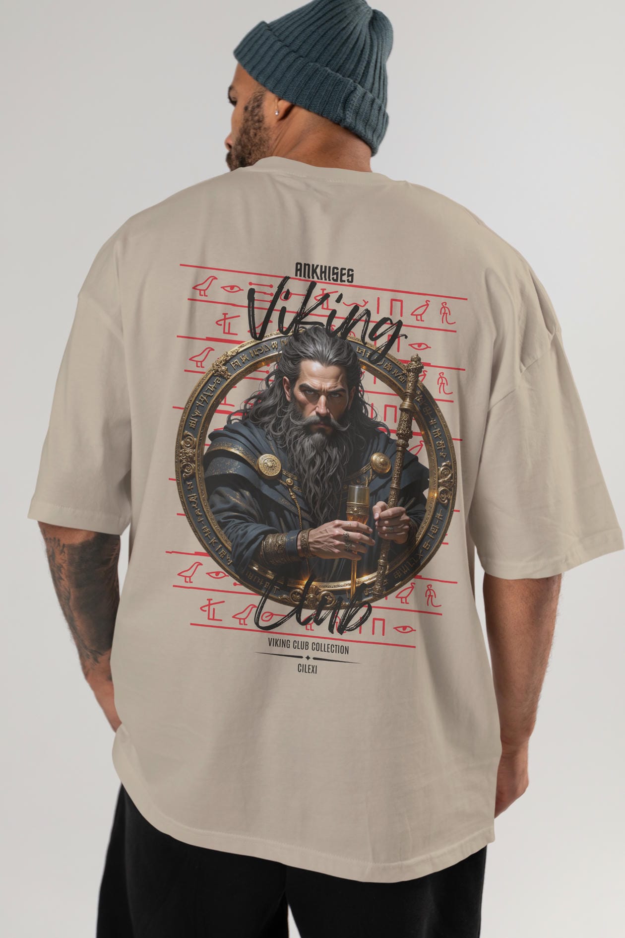 Viking Mitolojisi Serisi 20 Arka Baskılı Oversize t-shirt Erkek Kadın %100 Pamuk Bisiklet Yaka tişort