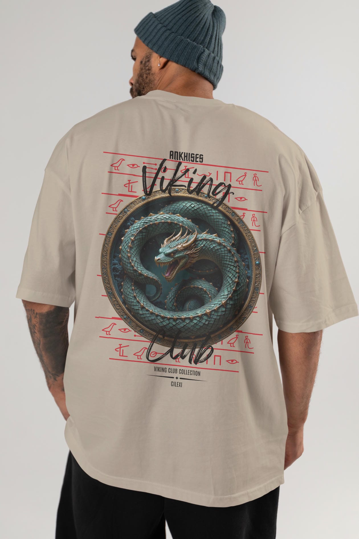 Viking Mitolojisi Serisi 25 Arka Baskılı Oversize t-shirt Erkek Kadın %100 Pamuk Bisiklet Yaka tişort