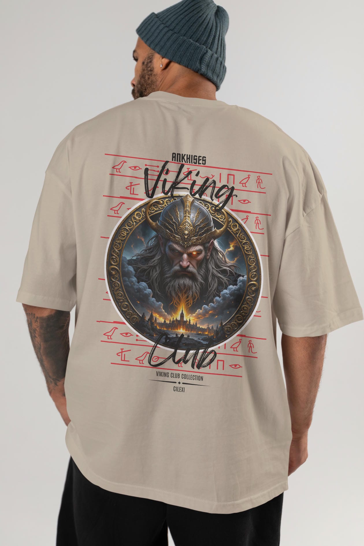 Odin 2 Arka Baskılı Oversize t-shirt Erkek Kadın %100 Pamuk Bisiklet Yaka tişort