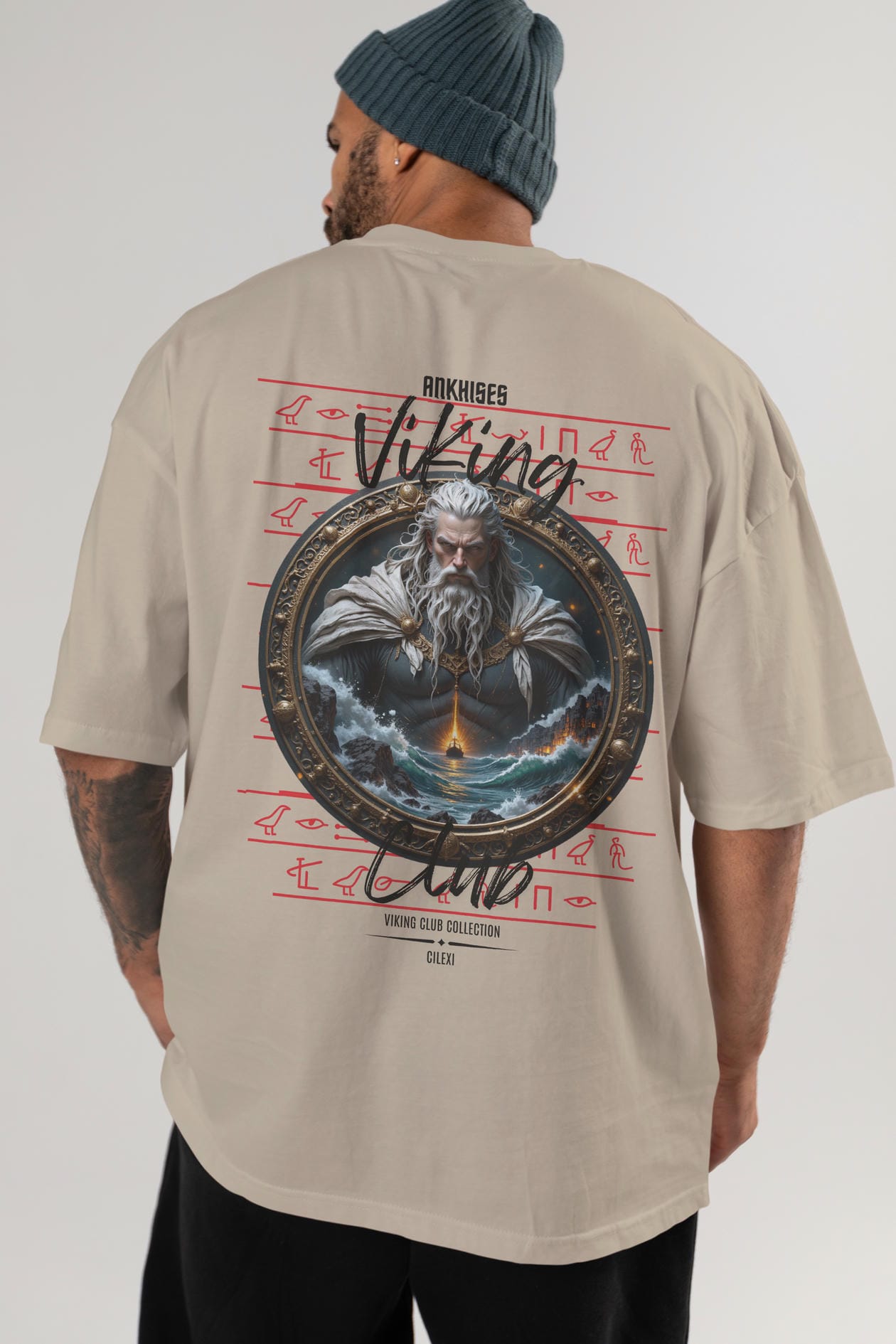 Viking Mitolojisi Serisi 13 Arka Baskılı Oversize t-shirt Erkek Kadın %100 Pamuk Bisiklet Yaka tişort