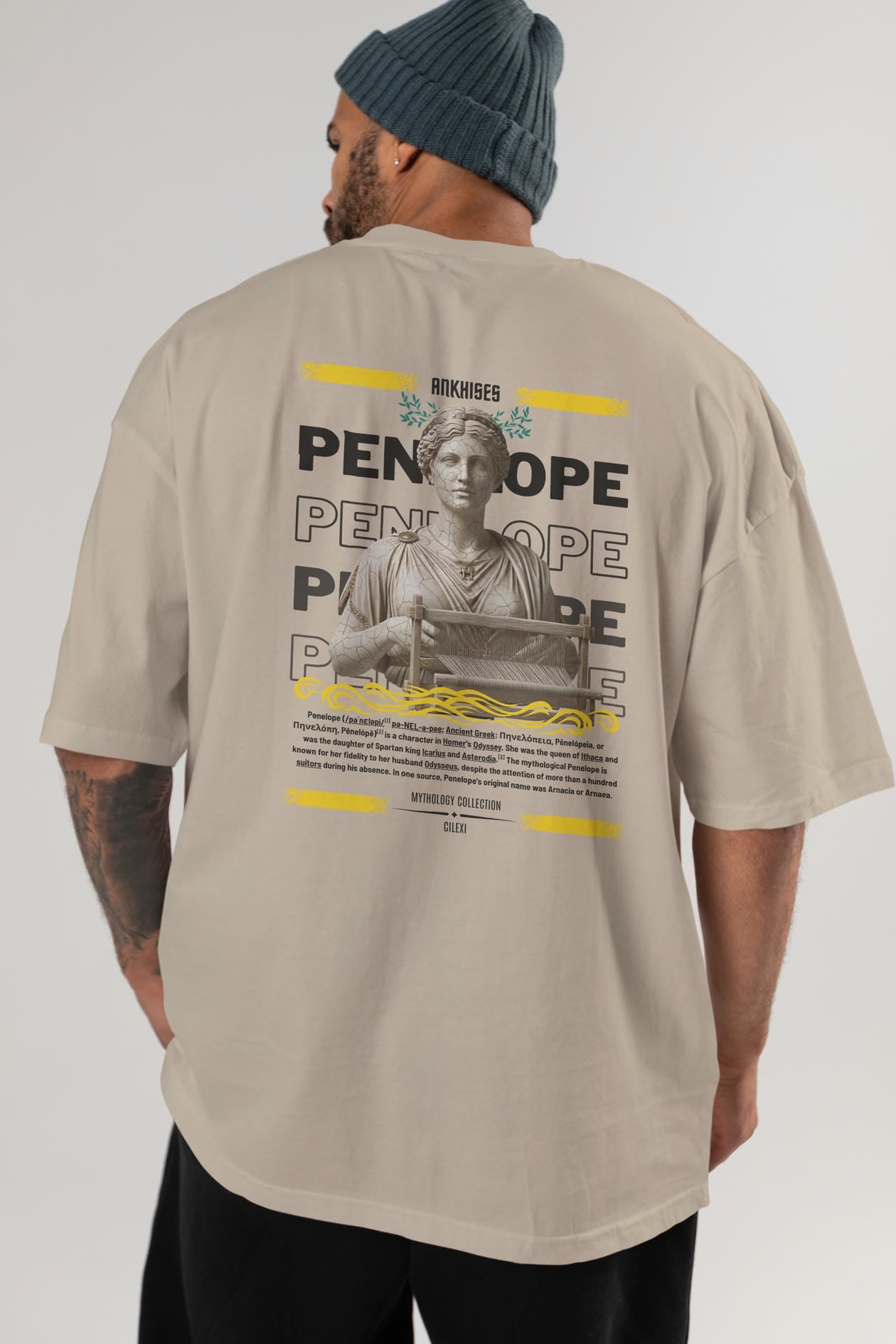 Penelope 2 Arka Baskılı Oversize t-shirt Erkek Kadın %100 Pamuk Bisiklet Yaka tişort
