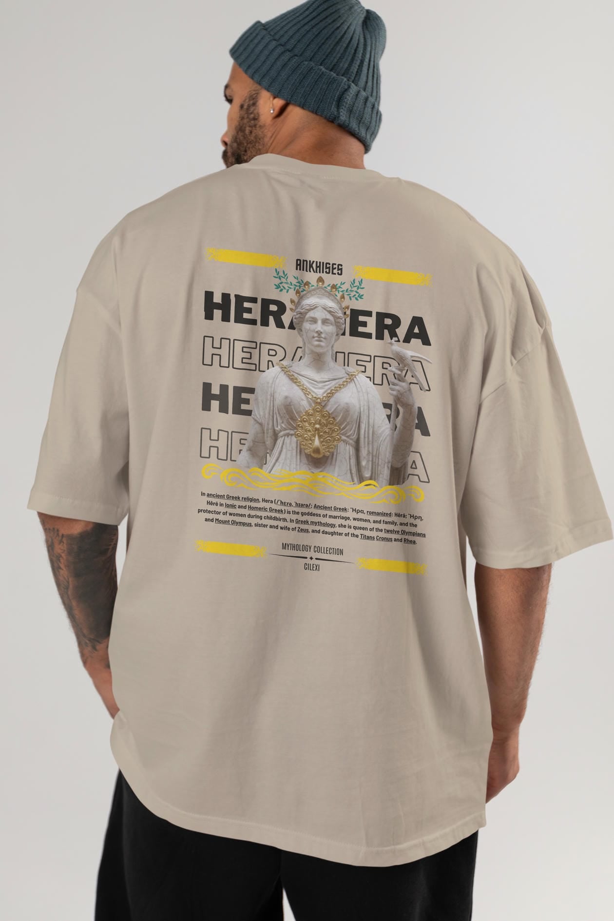 Hera 2 Arka Baskılı Oversize t-shirt Erkek Kadın %100 Pamuk Bisiklet Yaka tişort