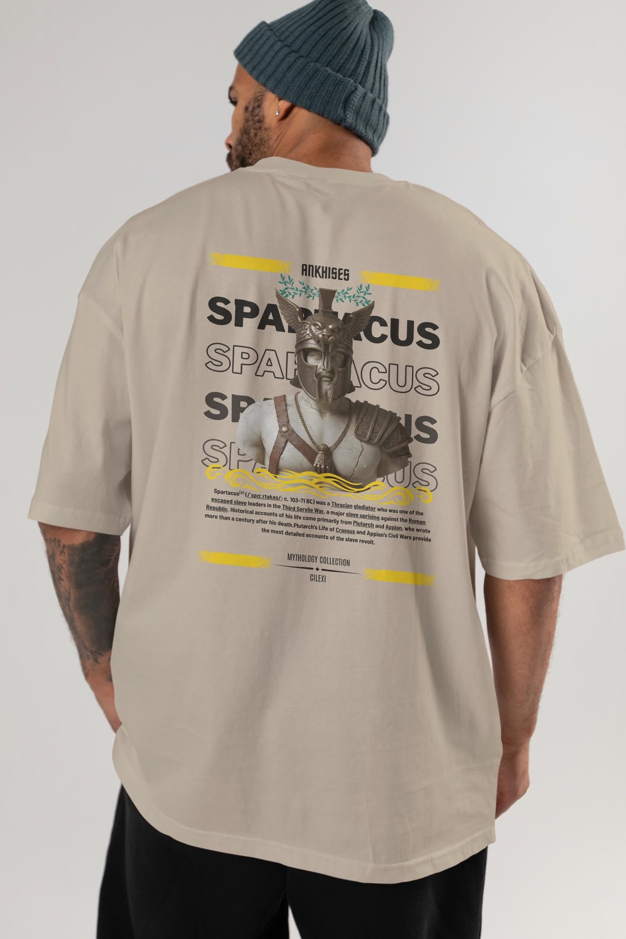 Spartacus 1 Arka Baskılı Oversize t-shirt Erkek Kadın %100 Pamuk Bisiklet Yaka tişort