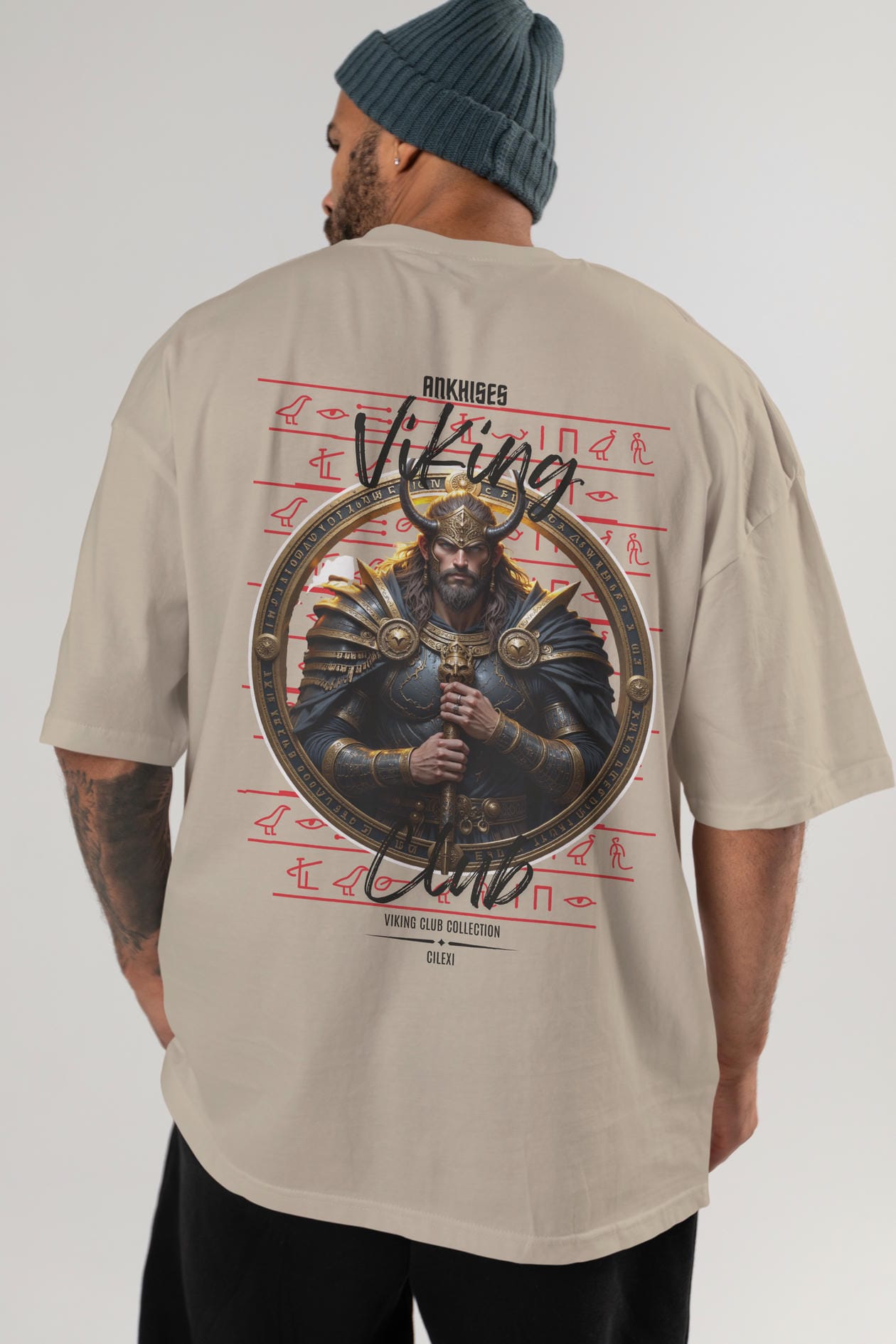 Viking Mitolojisi Serisi 8 Arka Baskılı Oversize t-shirt Erkek Kadın %100 Pamuk Bisiklet Yaka tişort