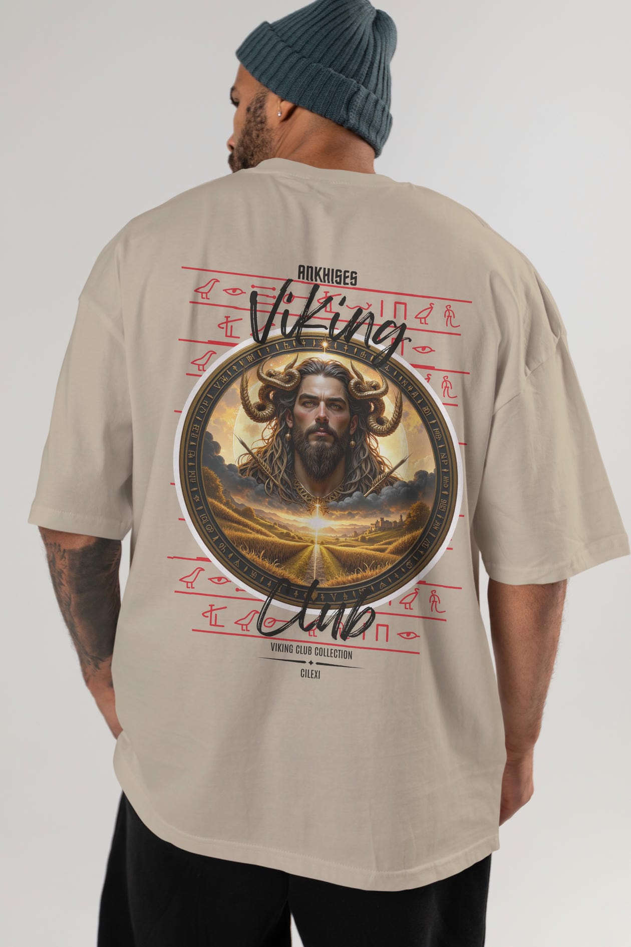 Viking Mitolojisi Serisi 3 Arka Baskılı Oversize t-shirt Erkek Kadın %100 Pamuk Bisiklet Yaka tişort