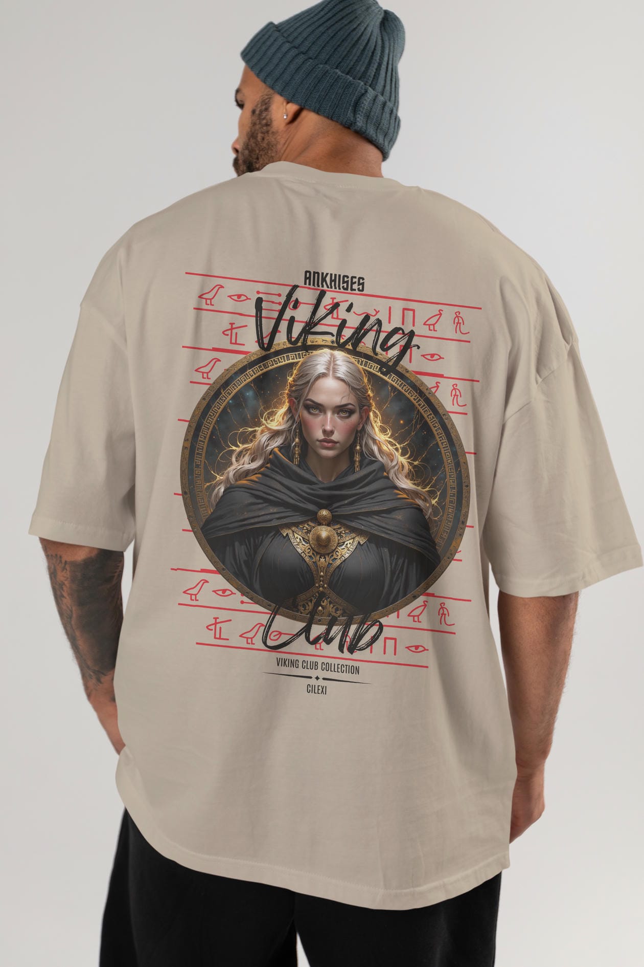 Viking Mitolojisi Serisi 4 Arka Baskılı Oversize t-shirt Erkek Kadın %100 Pamuk Bisiklet Yaka tişort